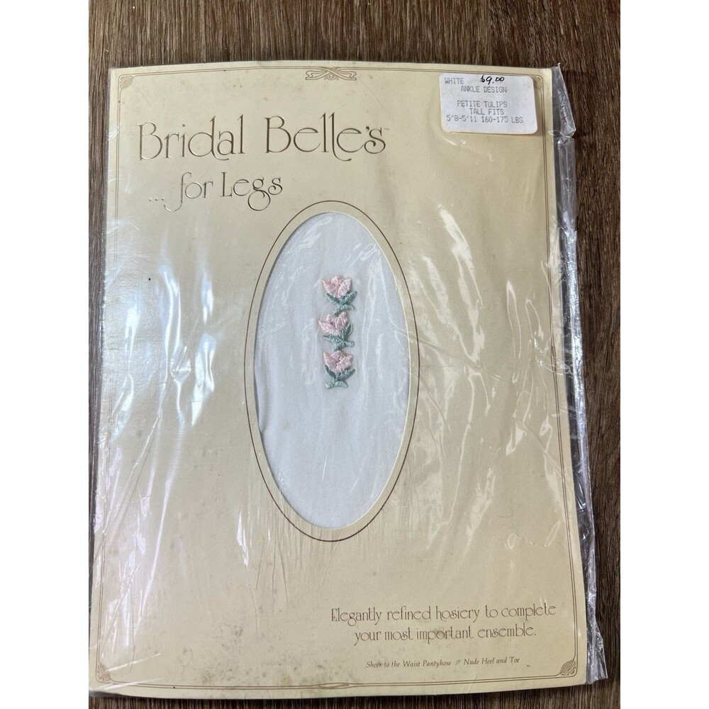 Vintage Bridal Belles For Legs Pantyhose White Petite Tulips Tall Fits NIP
